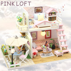 Pink Loft Dollhouse Miniature House Kit