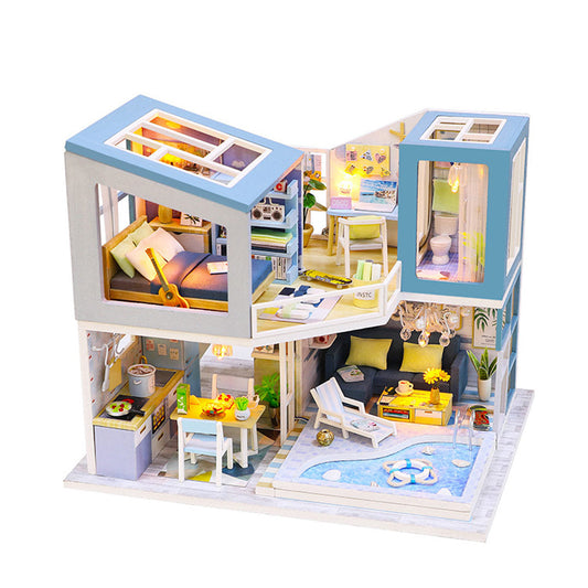 Pink House DIY Wooden Miniature House Kit