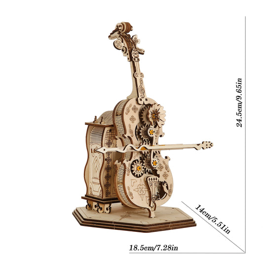 Double Bass Model DIY 3D Wooden Puzzle-Handmade  Music Box
