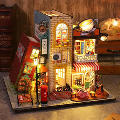 Coffee Book Street DIY Miniature Dollhouse Kit